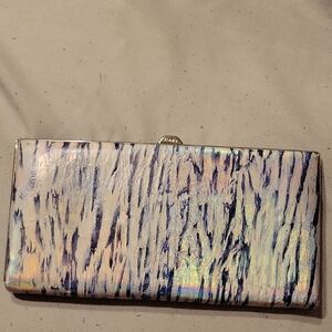 Lodis Iridescent Blue and Silver Clutch